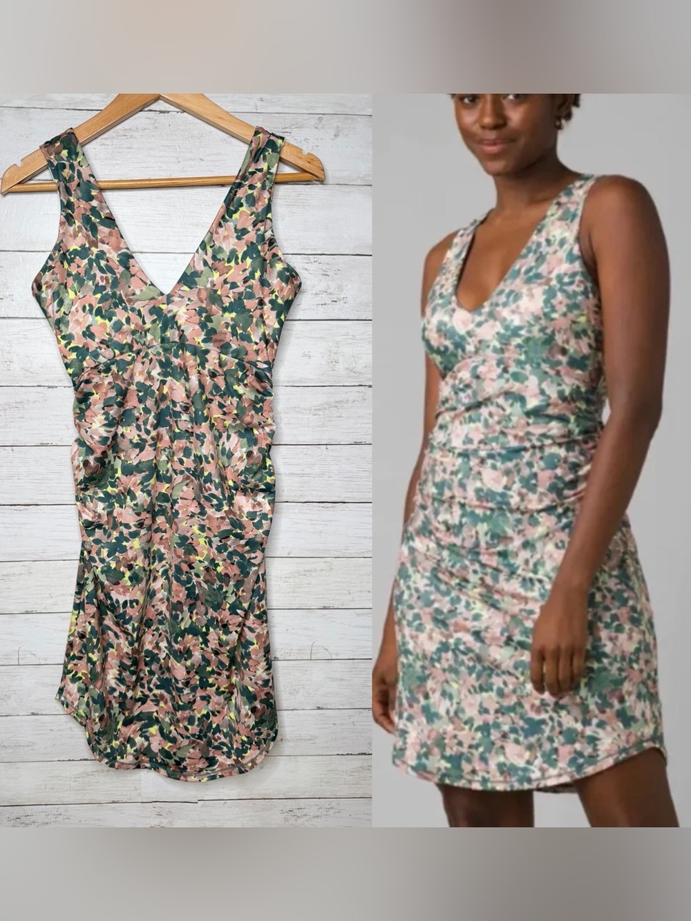 PrAna Pearl Isla Dress White Floral Garden Athleisure Casual Built In Bra Size S